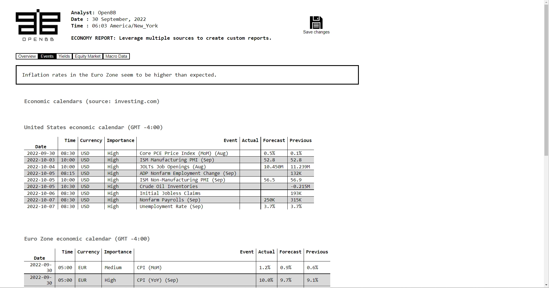 OpenBB Report example
